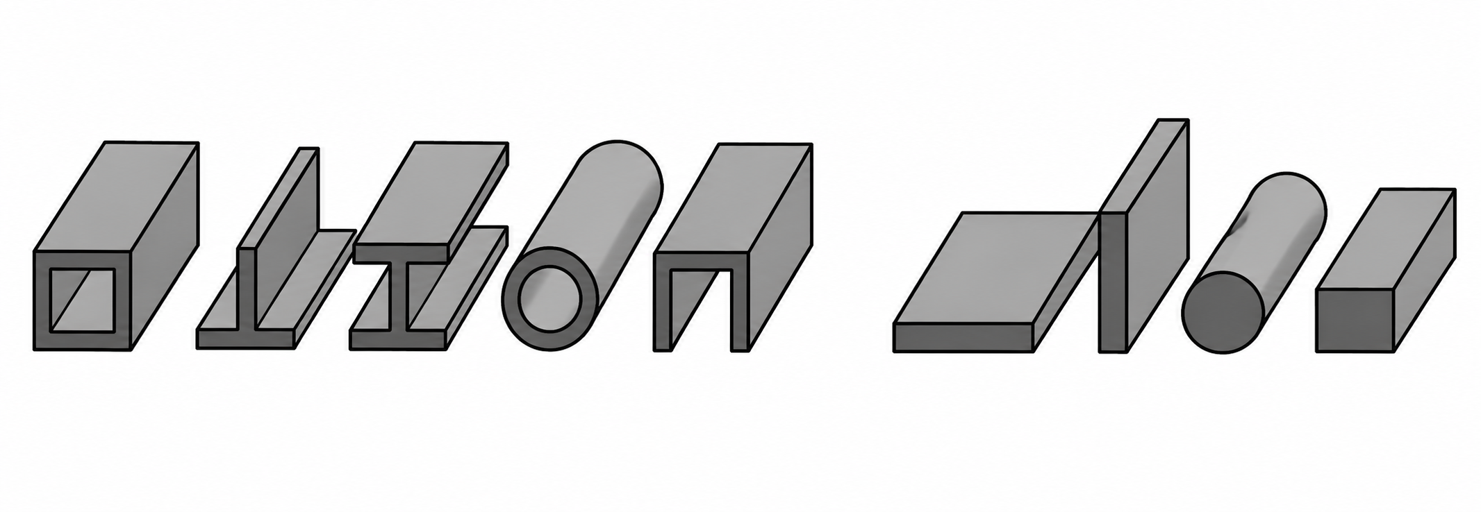 Geometrische 3D-Körper in Grau auf weißem Hintergrund
